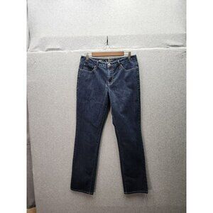 Nine West Straight Leg Jeans 10/30 Dark Wash Embroidered Back Pockets Womens Den